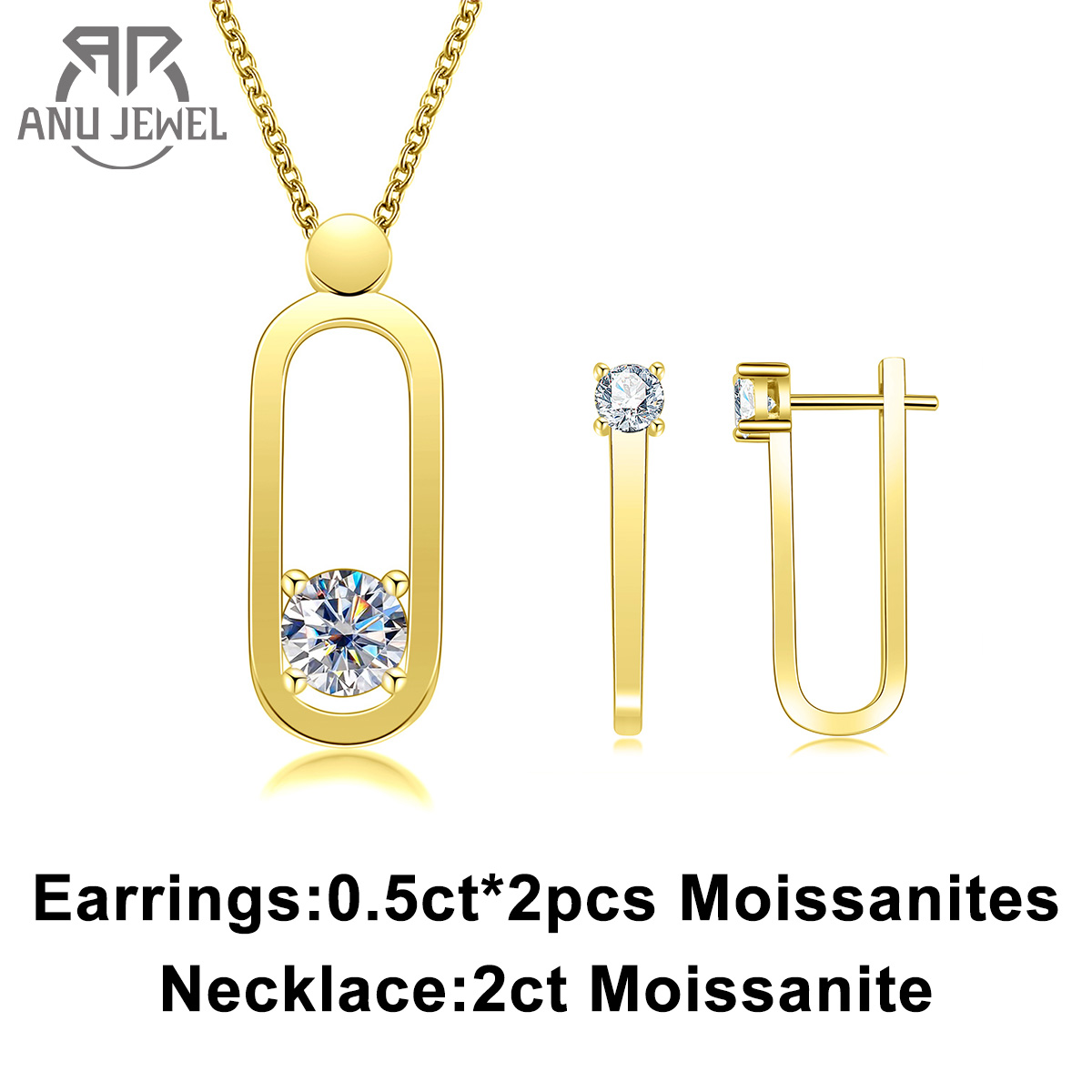 Ansi Chain - AnuJewel 2ct D warna Moissanite Pin