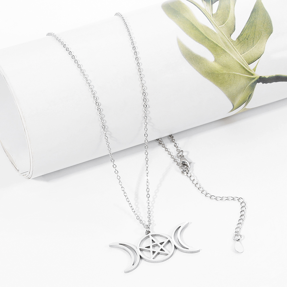 Kalung Pentagram Bulan Ganda B - Steel Chain ulasan dan harga